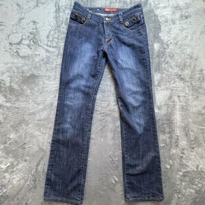 KAW Jeans Classic Wear Mens 30 Dark Embellished Streetwear Straight Dark